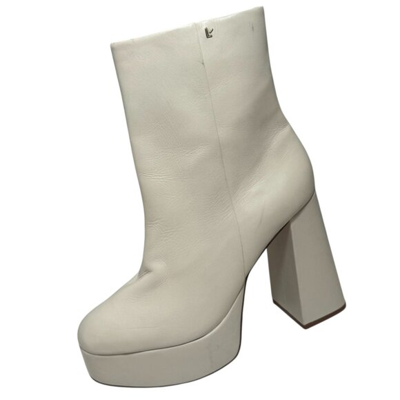 Larroudé Dolly Ivory Leather Platform Boots, Size 9 1/2 NEW - Picture 1 of 10
